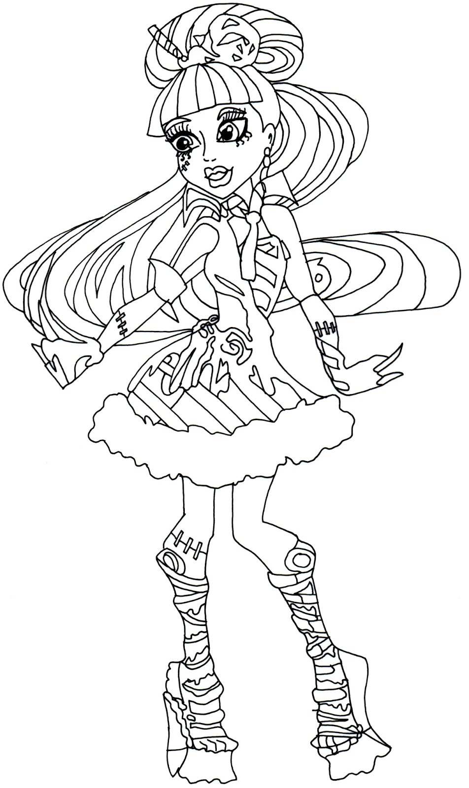 Download Free Printable Monster High Coloring Pages: Frankie Stein Sweet Screams Monster High Coloring Page