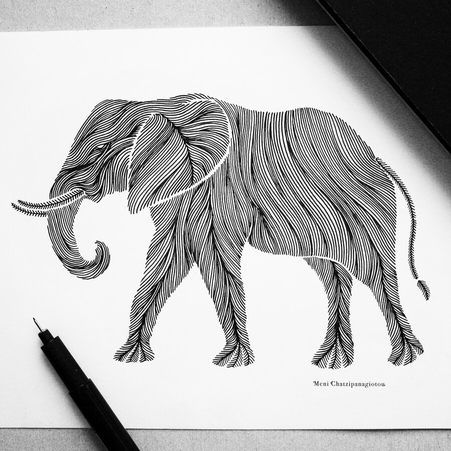 07-Elephant-Animal-Drawings-Melpomeni Chatzipanagiotou-www-designstack-co