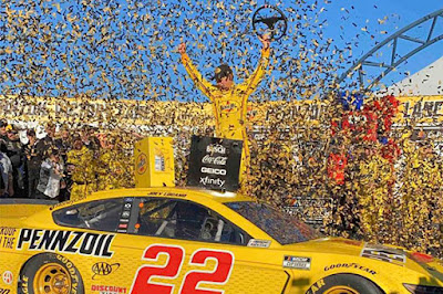 "Winning the Pennzoil 400 with the Pennzoil car, this is huge." Joey Logano