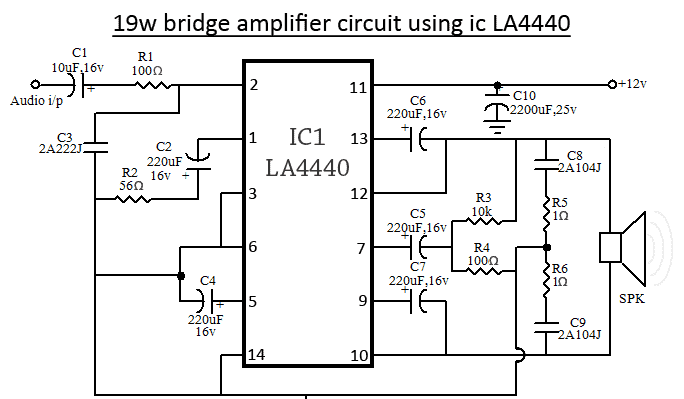  LA4440  Bridge Amplifier  Circuit  Diagram Circuits  Diagram Lab