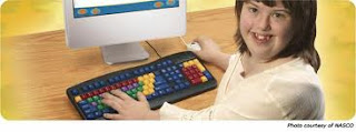 Girl using an alternative keyboard