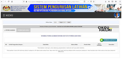Baca buku pun boleh masuk dalam SPLKPM - Sistem Pengurusan Latihan Kementerian Pendidikan Malaysia 