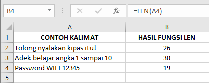 Rumus Fungsi “LEN” pada Microsoft Excel dan Contohnya