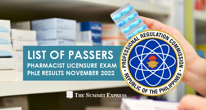 RESULTS: November 2022 Pharmacist board exam PhLE list of passers