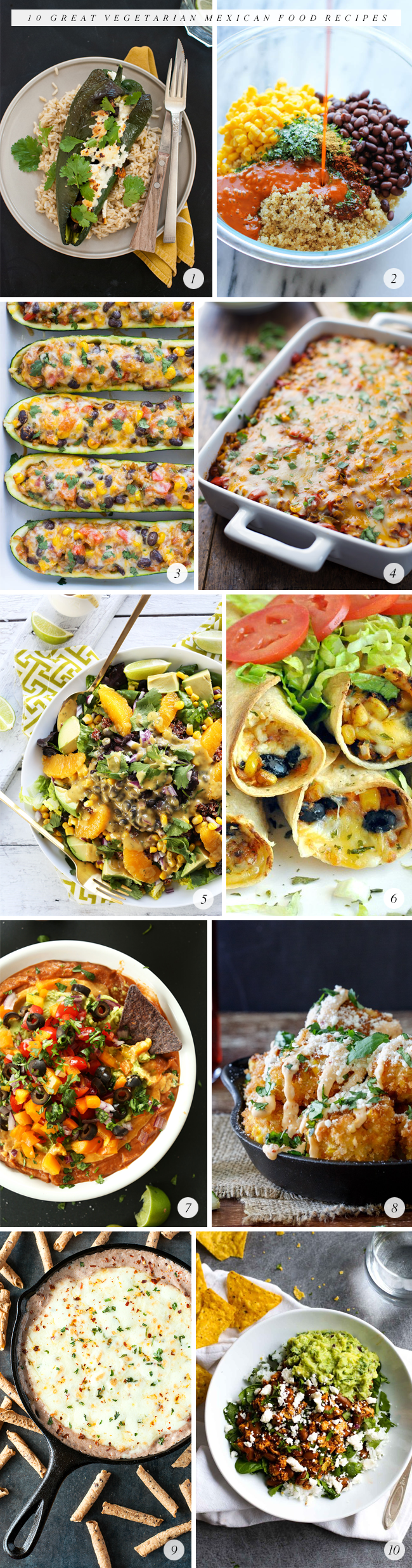 10 Great Vegetarian Mexican Food Recipes (Bubby and Bean)