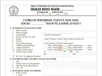 Contoh Formulir Penerimaan Siswa Baru Tahun Ajar 2016/2017