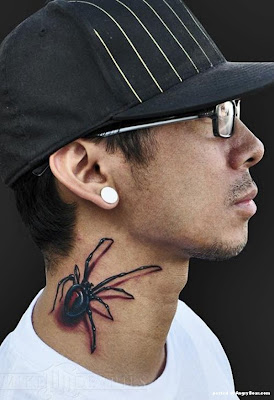 spider neck tattoo