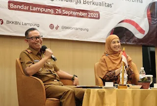 Fahrizal saat menjadi Narasumber Workshop dan Diseminasi Studi Kasus dan Pembelajaran Baik Stunting di Provinsi Lampung, di Hotel Emersia Bandar Lampung, Selasa (26/9/2023).