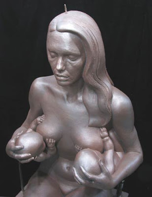 Angelina Jolie’s Life-size statue of nude, breast-feeding is the latest work of pop-culture sculptor for World Breastfeeding Week