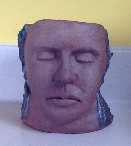HEAD PLANTER WITH GREEN HAIR