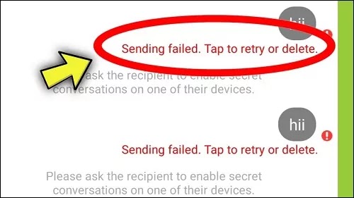 Messenger Sending Failed. Tap To Retry or Delete Problem Solved in Android