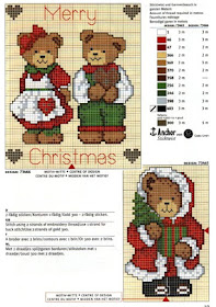 Mais de 50 Ideias Para Decorar No Natal. ursinhos Em Ponto Cruz Com Diagramas