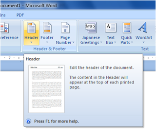 fungsi header dalam office word