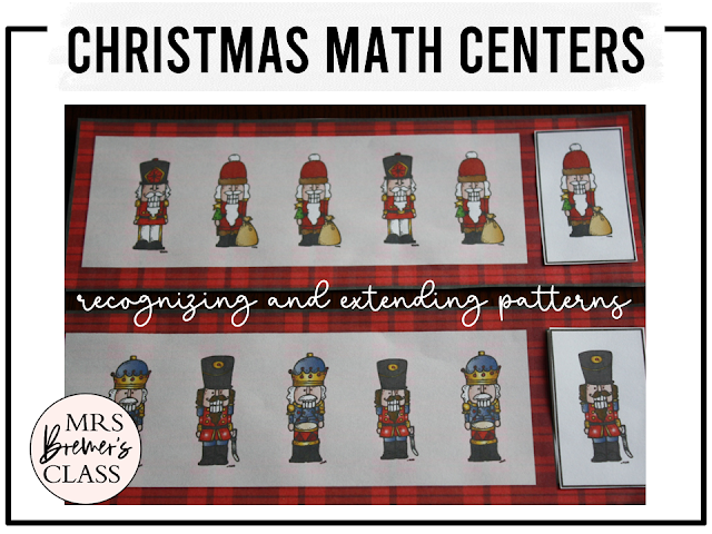 Christmas Math Center activities for Kindergarten and First Grade with measurement, patterns, counting, addition, sorting, and more