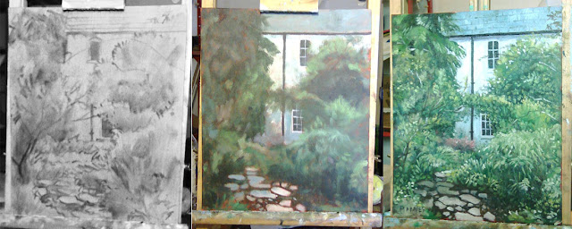 oil painting in stages of jermyns House hampshire