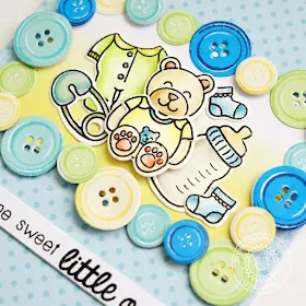 Sunny Studio Stamps: Cute As A Button Baby Boy Themed Card by Lexa Levana