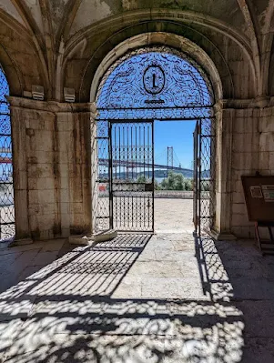 View of Ponte 25 de Abril from Capela de Santo Amaro in Lisbon