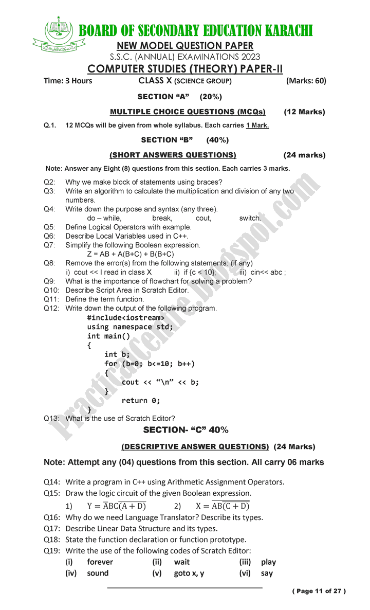 paper-pattern-class-10th-model-paper-for-annual-examinations-2023-science-group