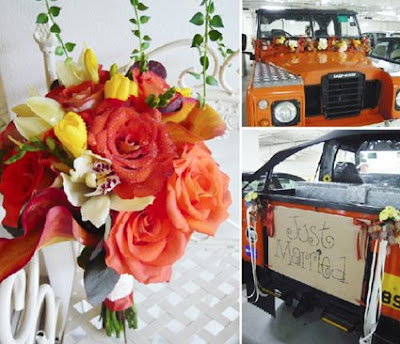  used to dress up their wedding car an orange colour jeep so cool 
