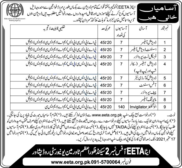 Education and Employment Testing Agency EETA Today Latest  Jobs 2021