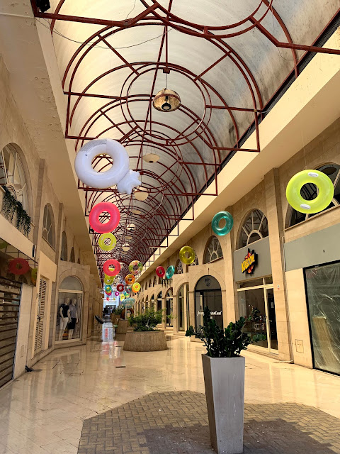 arcade decorated with beach rings, Limassol/Lemesos