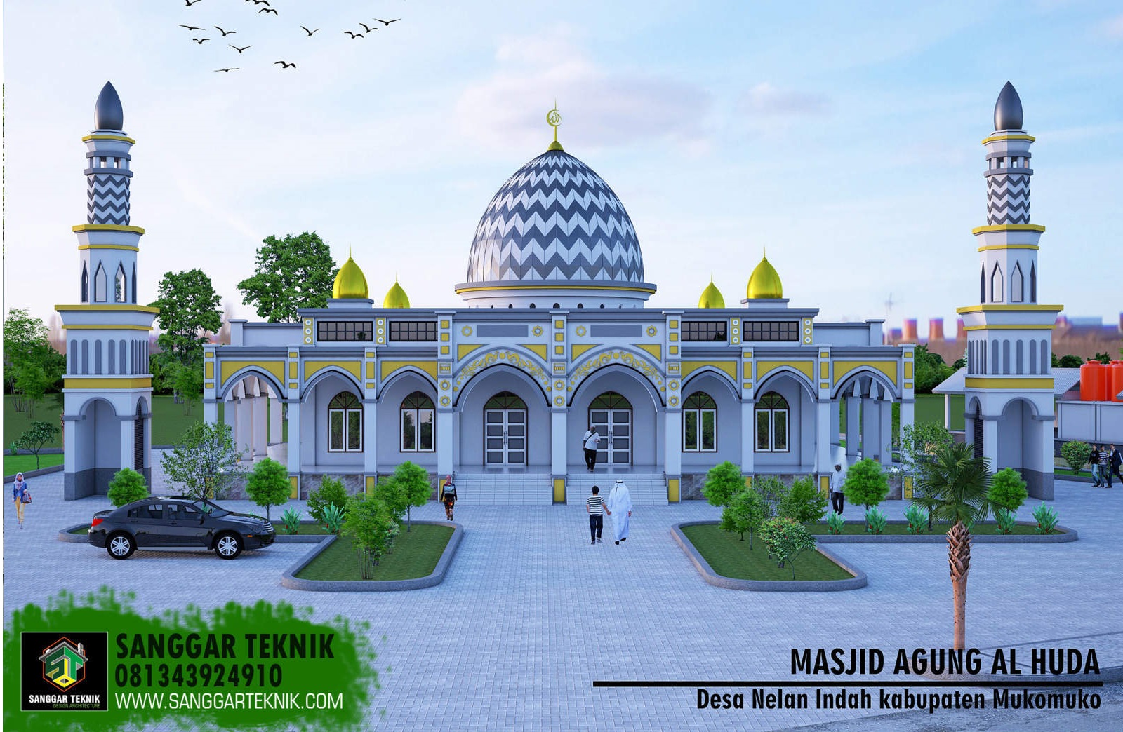 DESIAN MASJID  MODERN 25X25 METER 1 LANTAI SANGGAR  TEKNIK 