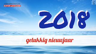 Blue sky Ocean Happy new Year in Dutch language