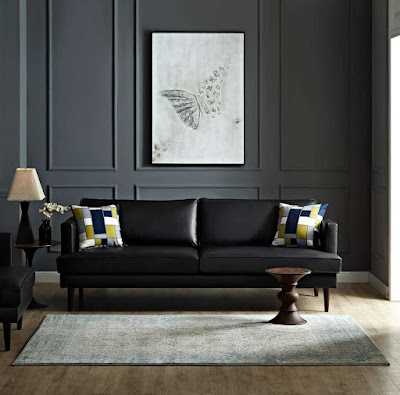 Charcoal gray living room design and decor