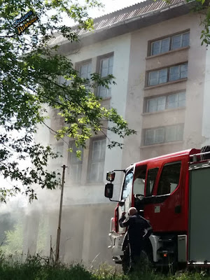 Пожар в бившият техникум по икономика в Димово 21.04.2019