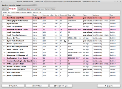 gsmartcontrol диагностика жестких дисков linux