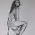 Girl Sitting On Stool Drawing