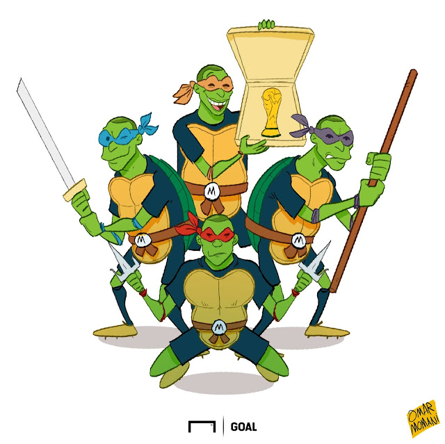 Kylian Mbappe ninja turtle cartoon