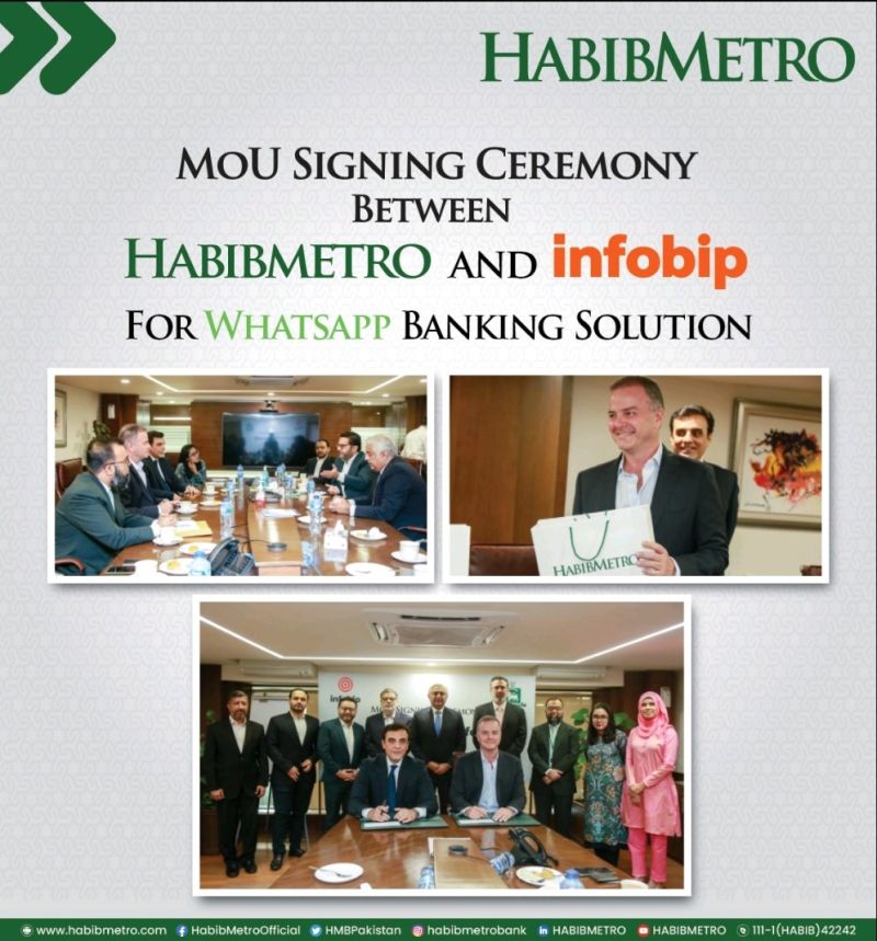 Glimpses of signing ceremony between HABIBMETRO and Infobip for WhatsApp banking solution.
