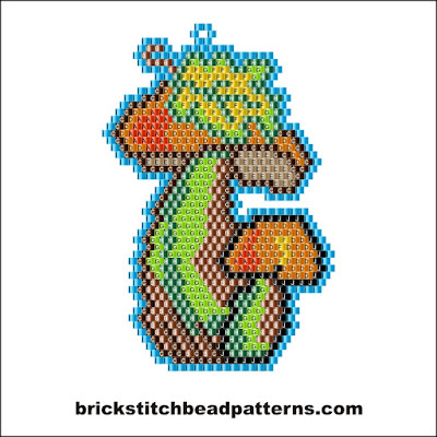 Free brick stitch seed bead earring pattern labeled color chart