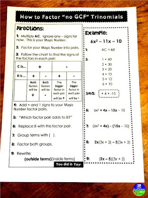 Factoring Graphic Organizer & Flowchart