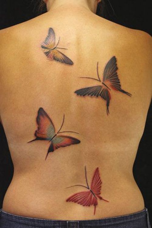Flitting butterfly tattoo on the back