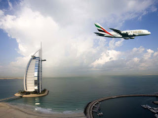 Emirates A380 over Dubai