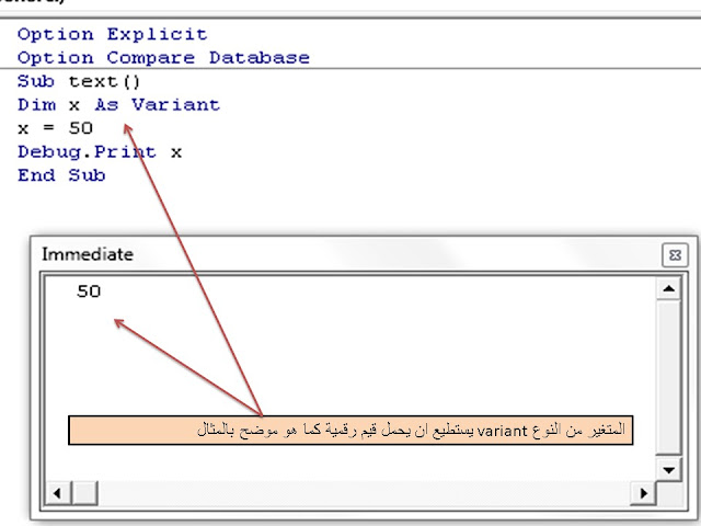 المتغيرات variables فى VBA واستخدامه مع برنامج ميكروسوفت اكسس MS access