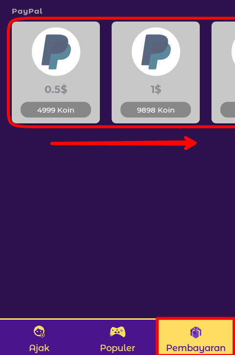 Kumpulkan Koin sebanyak-banyaknya hingga batas minimal penukaran / withdraw yaitu $0,5 dan membutuhkan Koin sebanyak 4999. Anda bisa melakukan withdraw pada menu "Pembayaran".