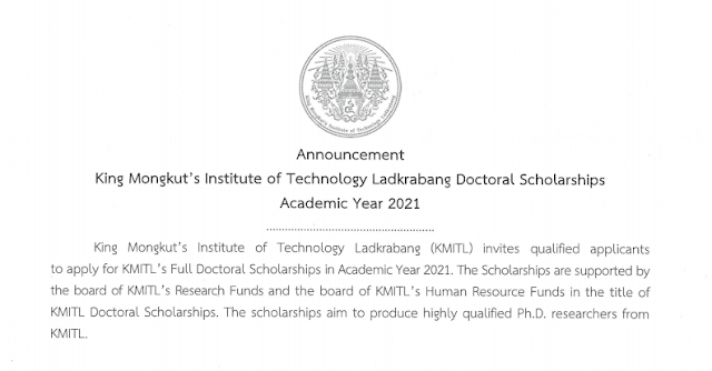 Master & PhD Scholarships at King Mongkut's Institute of Technology Ladkrabang, Thailand