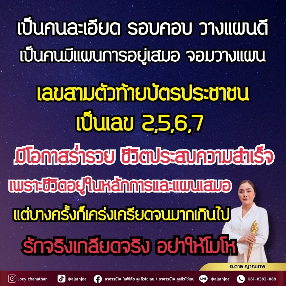 เลขบัตรประชาชนของคนมีระเบียบแบบแผน