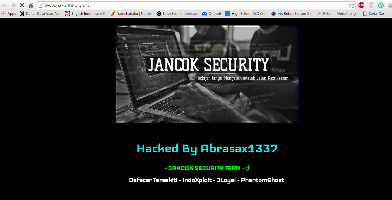 Hacker Retas Situs Pengadilan Agama Bitung Dan Tinggalkan Kata Kata