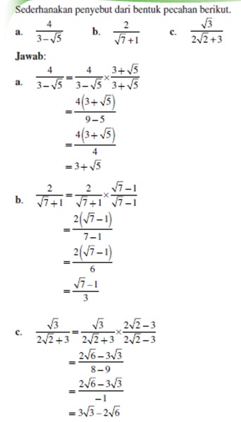 Matematika Kelas X Merasionalkan Penyebut Bentuk Akar