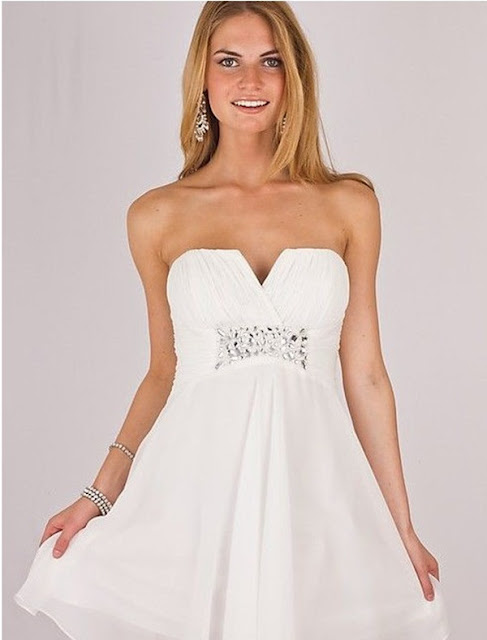 Chiffon Strapless with Notched Short Style