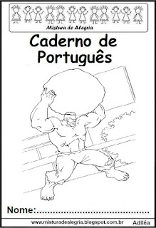 Capa para caderno de português- Hulk