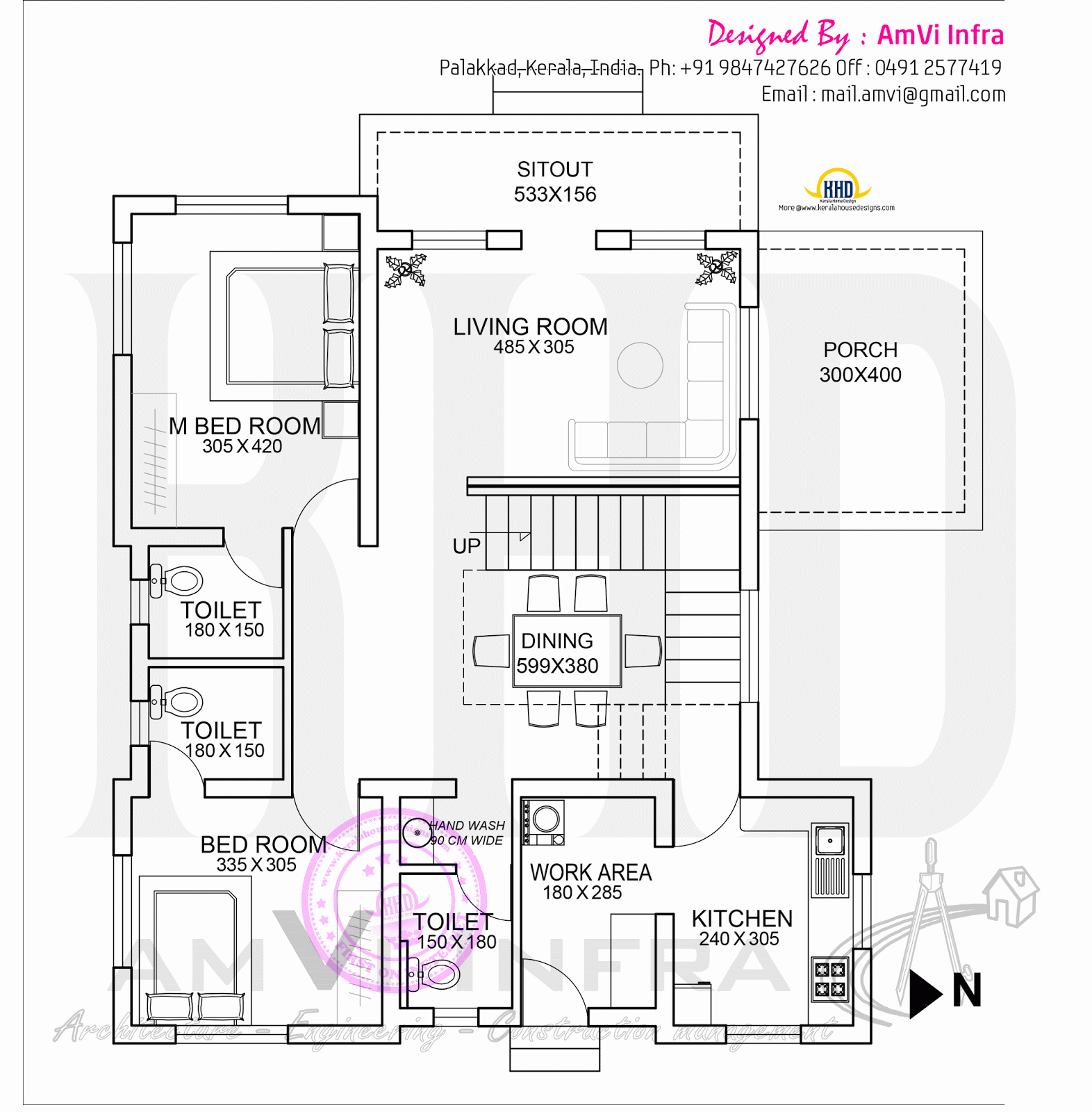  Floor  plan  and elevation of flat  roof  villa Kerala home 