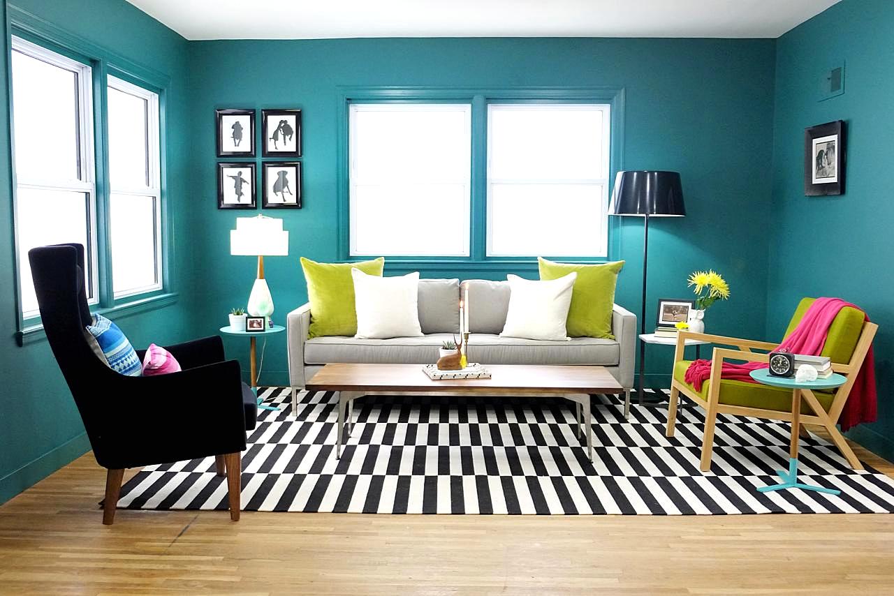  Gambar hiasan ruang tamu tema turquoise CikguNorazimah