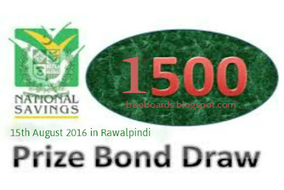 Prize Bond Draw List Rs. 1500 Rawalpindi on 15th August 2016