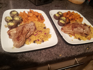 lamb steaks cous cous and roasted veg