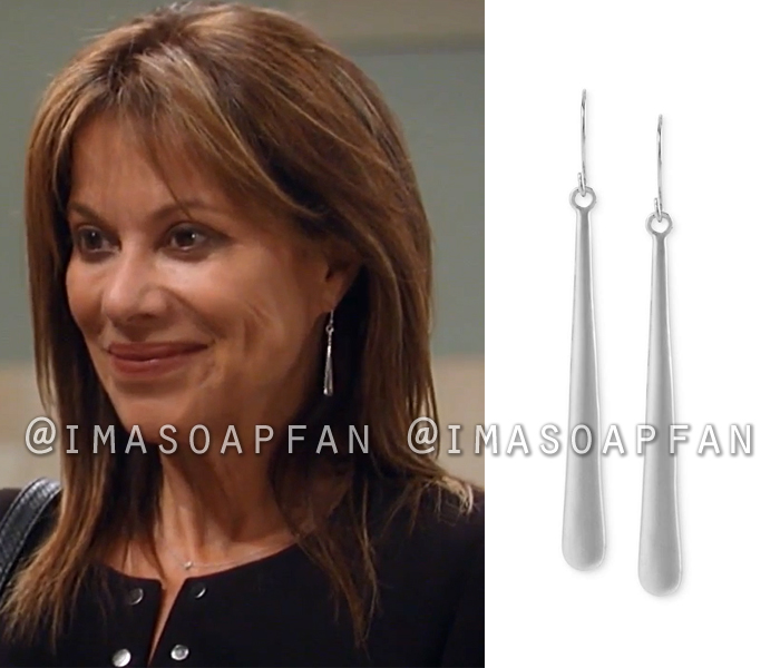 Alexis Davis, Nancy Lee Grahn, Silver Linear Stick Drop Earrings, General Hospital, GH